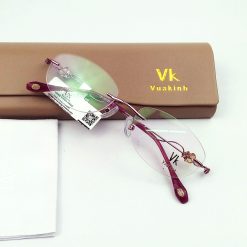 Alternative view of Gọng kính cận không viền càng đính ngọc lục bảo VK-4