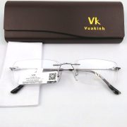Gọng kính cận titan không viền VK gọng tăm mạ bạch kim VK-12