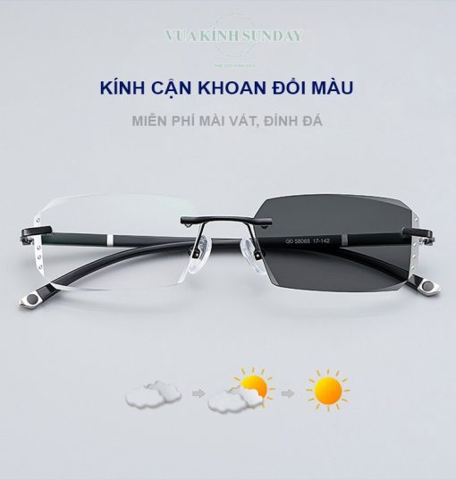 Gọng kính khoan chữ thập đổi màu VD227