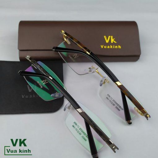 Gọng kính cận khoan không viền titan VK67