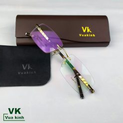 Alternative view of Kính cận gọng khoan không viền titan VK60