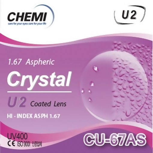 Tròng Chemi 1.67ASP Crystal U2 coated CU-67AS